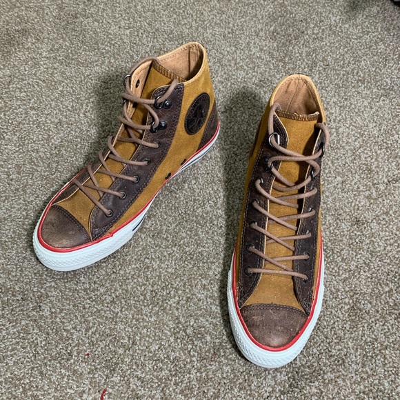 converse leather high tops brown